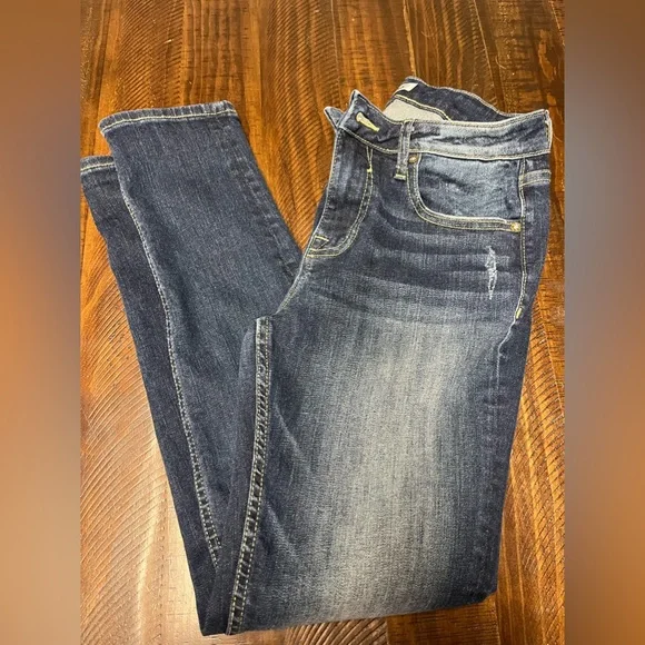 Vigoss Thompson Tomboy Fit Ankle Denim Jeans Low Waist Rise Distressed Dark Wash - Picture 13 of 13